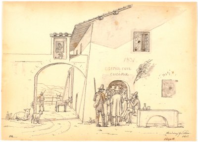 İtalyanlar peynir fabrikasının önünde by Martinus Rørbye