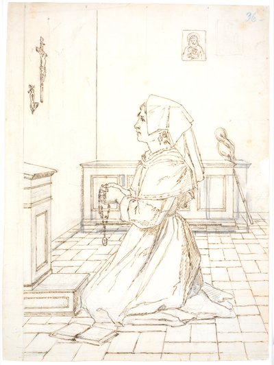 Diz çökmüş dua eden kadın by Martinus Rørbye