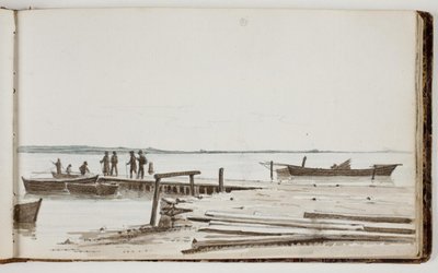İnsanlar bir feribot terminalinde by Martinus Rørbye