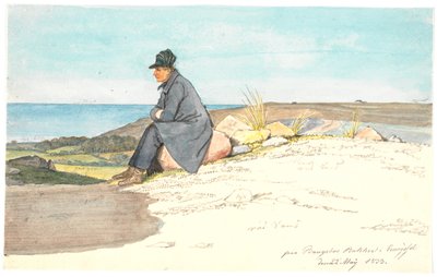 Bangsbo tepelerinde oturan adam, Vendsyssel, 22 Mayıs 1833 by Martinus Rørbye