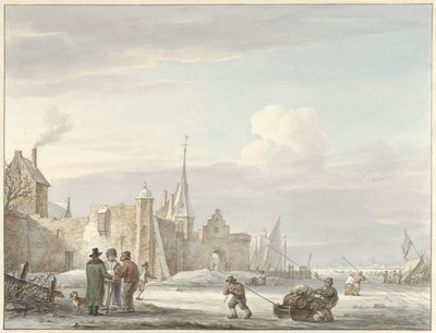 Kışın şehir manzarası by Martinus Schouman