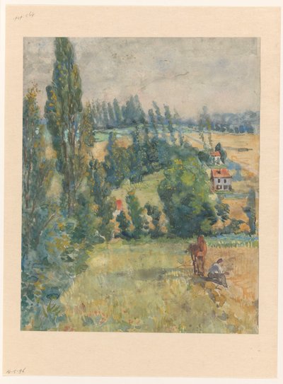 Bir at ile dinlenme çiftçi ile manzara by Martinus van Andringa