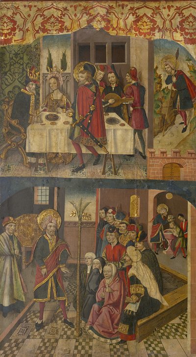 Aziz Christopher Şeytandan Korkan Kralın Vedası, Aziz Christopher ve Mühtedileri, 1480-85 by Martín de Soria