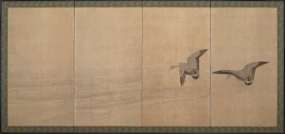 Sahildeki Kazlar, Edo dönemi, 18. yüzyıl. by Maruyama Okyo