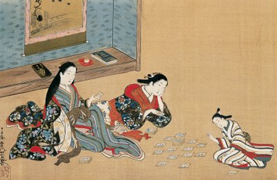 Kağıt oynayan kadınlar, Maruyama Okyo (1733-1765), ukiyo-e tarzında ipek boyama, Japonya by Maruyama Okyo