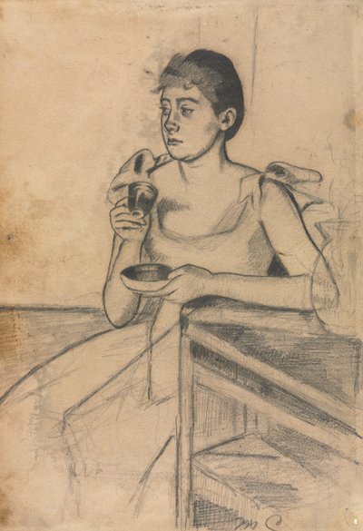 Akşam Yemeği Sonrası Kahve recto, Akşam Yemeği Sonrası Kahve verso, c. 1889. by Mary Cassatt