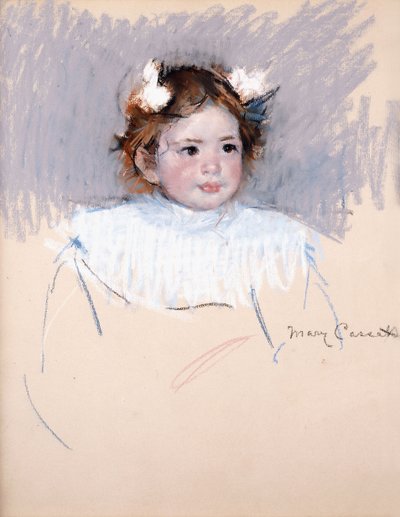 Ellen Saçında Fiyonklu, Sağa Bakıyor, 1899 by Mary Cassatt