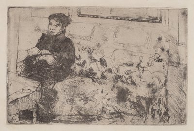 İç Mekan: Kanepede, c. 1883. by Mary Cassatt