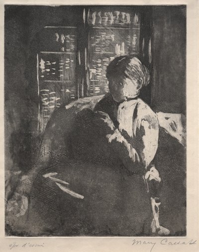Kütüphanede Örgü, c. 1881. by Mary Cassatt