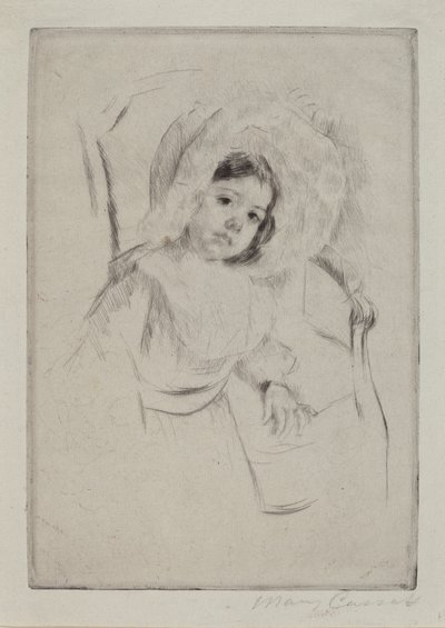 Bir Sandalyeye Yaslanmış Disket Başlıklı Margot, c. 1902. by Mary Cassatt