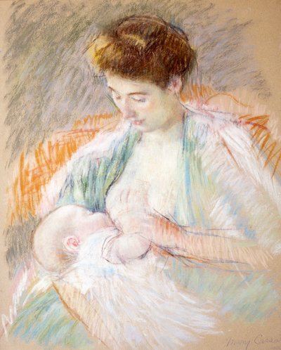 Çocuğunu Emdiren Anne Gül, 1900 dolayları (kağıt üzerinde pastel) by Mary Cassatt