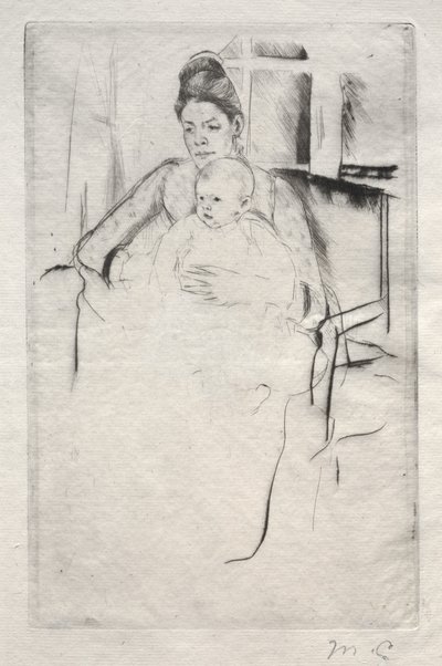 Bayan Gardner Cassatt ve Pencerenin Yanında Oturan Bebeği, c. 1887. by Mary Cassatt