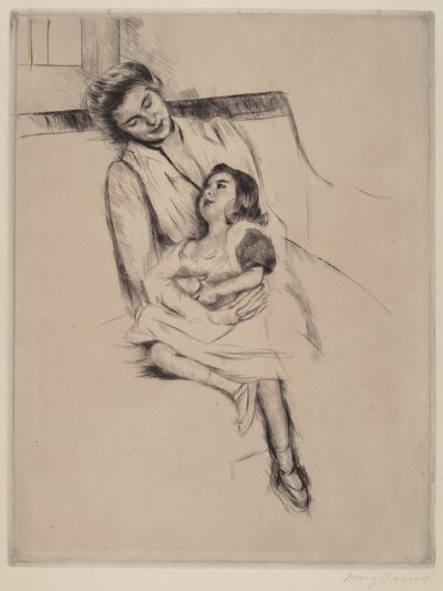 2 Nolu Bir Kanepede Oturan Reine ve Margot, c. 1902. by Mary Cassatt