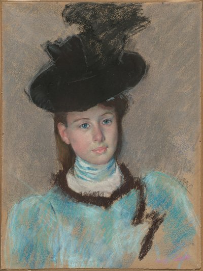 siyah şapka by Mary Cassatt