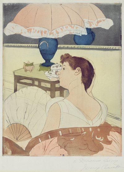 The Lamp, 1891 (kağıt üzerinde kuru nokta, yumuşak zemin ve aquatint) by Mary Cassatt