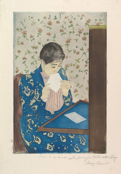 Mektup, 1890–91 (kuru nokta ve aquatint, üç levhadan basılmıştır) by Mary Cassatt