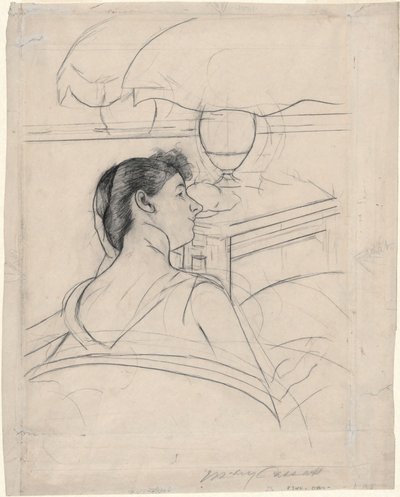 kadın ve lamba by Mary Cassatt