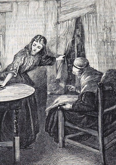 10 yıllık bir aradan sonra oğlunun gelişini bekleyen bir kız ve anne by Mary Ellen Edwards