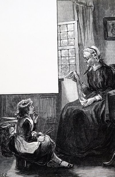 Çocuğun örgü örme çabalarını inceleyen bir büyükanne by Mary Ellen Edwards