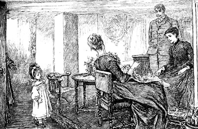 Öğleden sonra ona bebek bakıcılığı yapan teyzesi ve amcası ile küçük bir kız by Mary Ellen Edwards