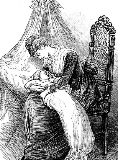 Çocuğunu kucaklayan genç bir anne by Mary Ellen Edwards