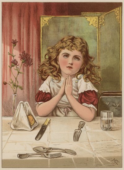 Yemekten önce zarafet diyen kız (chromolitho) by Mary Ellen Edwards