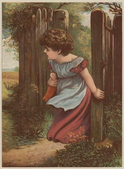 Postacı bekleyen kız (chromolitho) by Mary Ellen Edwards