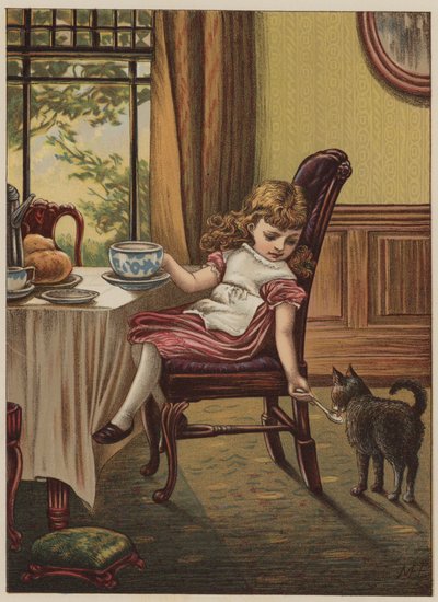 Kara kedili kız (chromolitho) by Mary Ellen Edwards
