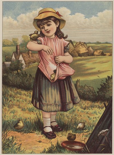 Civcivli kız (chromolitho) by Mary Ellen Edwards