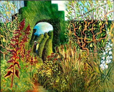 Great Dixter: Budama sanatı ve çiçekler, 2003 (gemide yağ) by Mary Kuper