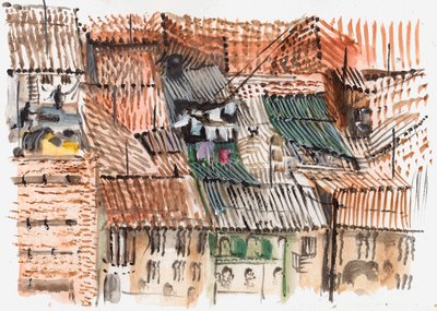 Çatılar, Bogota, 2008 (kalem ve sulu boya) by Mary Kuper