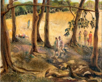 Ağaçların altında, Hampstead Heath, 2002 (gemide yağ) by Mary Kuper