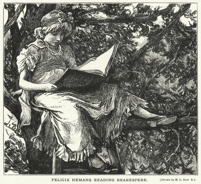 Felicia Hemans Shakespere Okuma (gravür) by Mary L. Gow
