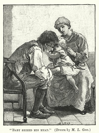 Silas Marner - Bebek başını tuttu (gravür) by Mary L. Gow