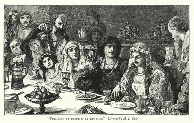 Utangaç gelin onun yanında (gravür) by Mary L. Gow