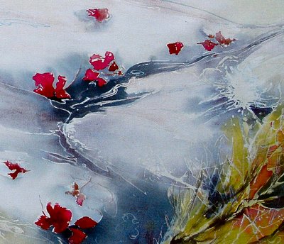 Aşağı akışta yüzen yaprakları by Mary Smith