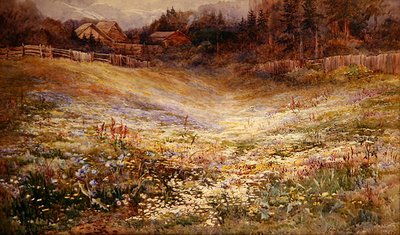 Alplerde Bir Çayır (kağıt üzerine sulu boya) by Mary Stevens