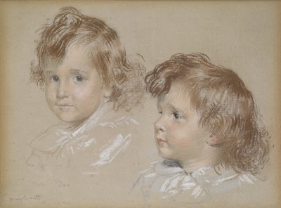 Çocuk Kafaları (tuval üzerine kağıt üzerine pastel boya) by Mary Stevenson Cassatt