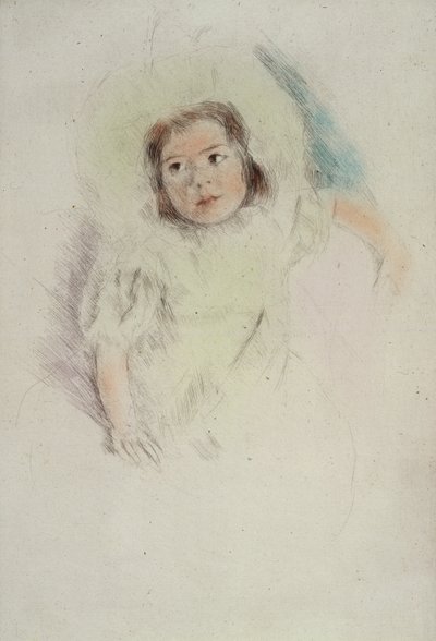 Margot Bir Bone Takıyor (kağıt üzerine renkli gravür) by Mary Stevenson Cassatt