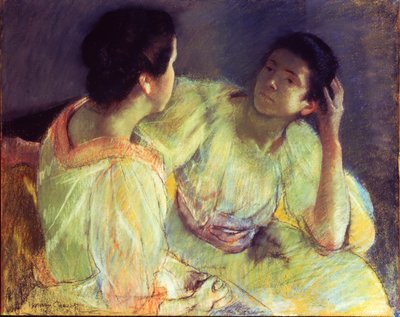 The Conversation, 1896 dolayları (tuval üzerine serilmiş kağıt üzerine pastel) by Mary Stevenson Cassatt