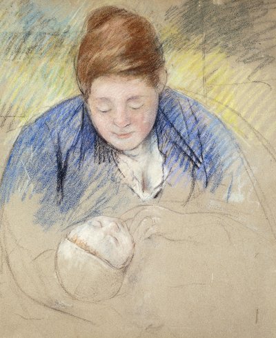Bebeğe Eğilmiş Kadın; Bebeğin Üzerine Eğilen Kadın, 1907 dolayları by Mary Cassatt