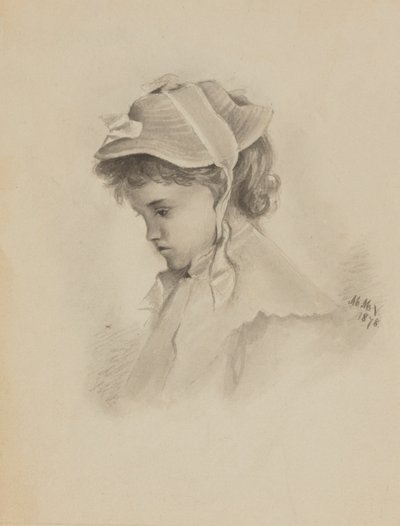 İsimsiz Bir Çocuğun Başı Aşağıya Bakıyor, 1878. by Mary Vaux Walcott