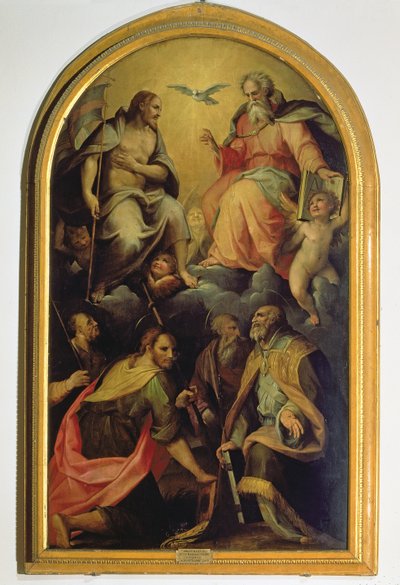 Azizlerle Kutsal Üçlü by Maso da San Friano