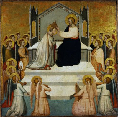 Bakirenin Taç Giymesi - Bakirenin Taç Giymesi - Maso di Banco (?-1348) - 1335-1340 - Panelde Tempera - 51.2x51.7 - Szepmuveszeti Muzeum, Budapeşte by Maso di Banco