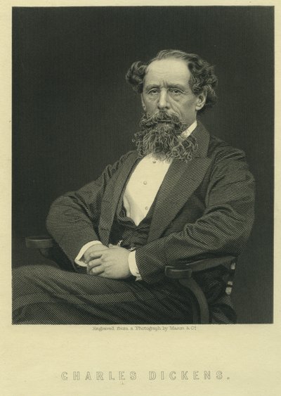 Charles Dickens, fotoğraf üstüne portre Herbert Watkins (d.1828) by Mason and Co.