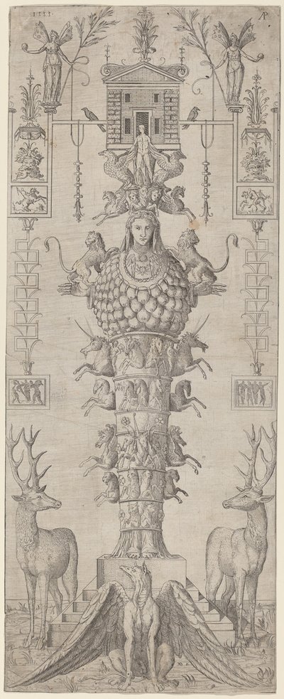 Efesli Diana ve Çeşitli Hayvanlarla Bir Grotesk by Master AP