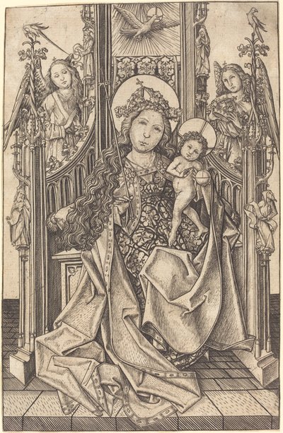 Madonna ve Çocuk Enthroned by Master E.S.