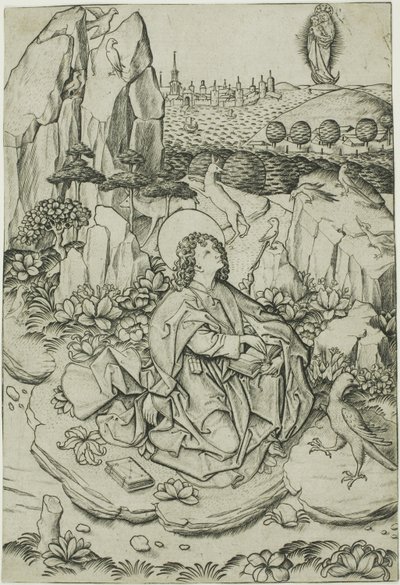 Patmos Adası'ndaki Aziz John by Master E.S.