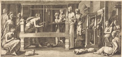 Penelope ve Hizmetçileri Dokuma by Master FG, after Francesco Primaticcio