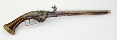 Bir Çift Tekerlek Kilidi Kılıf Tabancası, c.1650 (çelik, yılan ağacı, kemik veya boynuz, yaldızlı pirinç ve demir) by Master H. W.